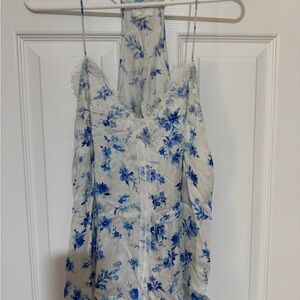 Cami NYC Blue Floral Lace-Trim Silk Cami